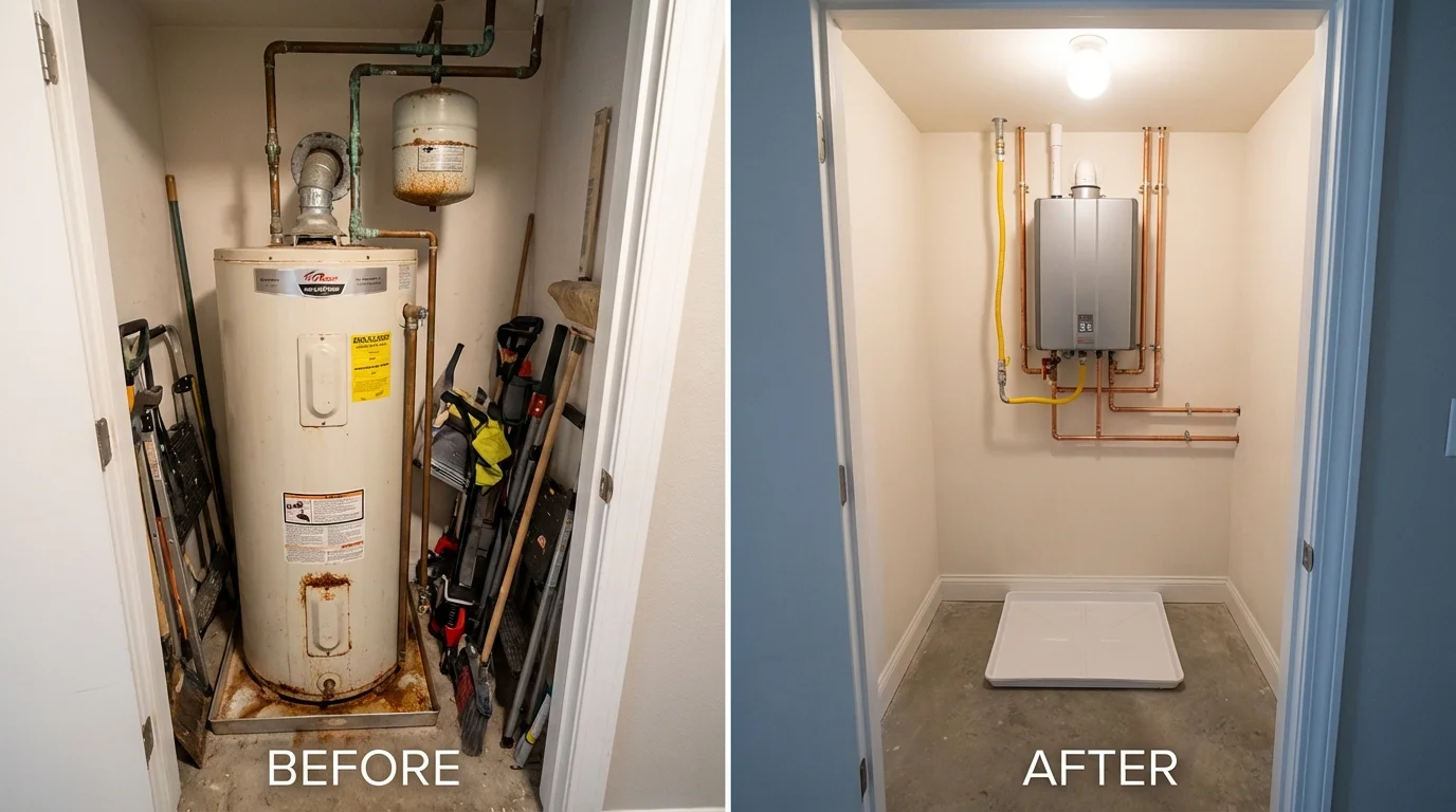 Tank water heater versus wall-mounted tankless unit comparison for Hickman, KY homeowners